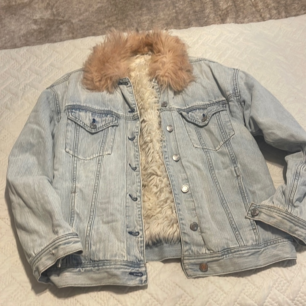 American Eagle Fuzzy Jean Jacket
